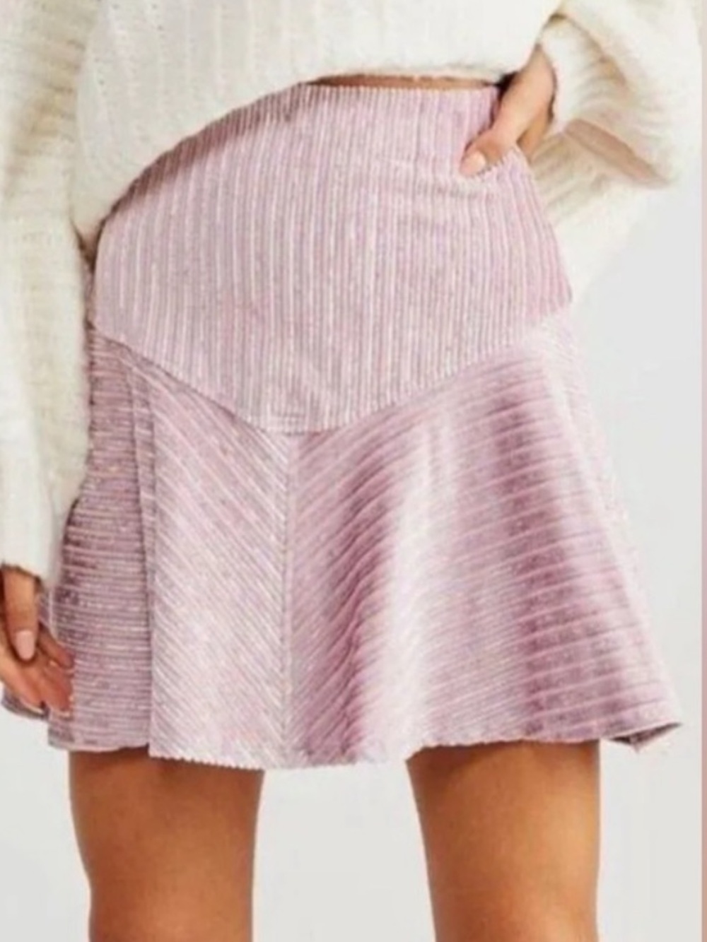 FREE PEOPLE Camden Ribbed Velvet Mini Skirt
